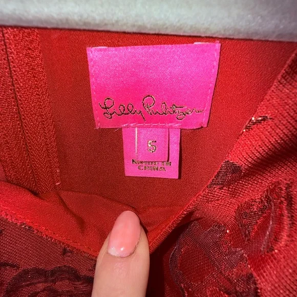 Lilly Pulitzer Girls Alannah Amaryllis Red Floral Brocade Dress size 5 - Picture 2 of 4